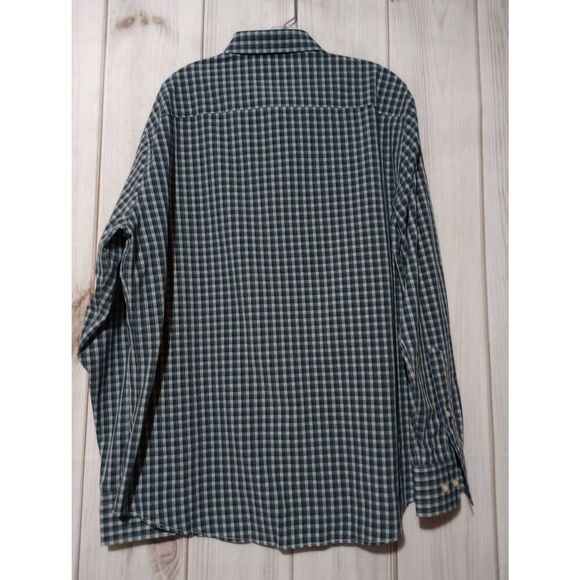 Peter Millar Shirt Men's Extra Large Summer Comfort Green Navy Button Front Long - Picture 2 of 8